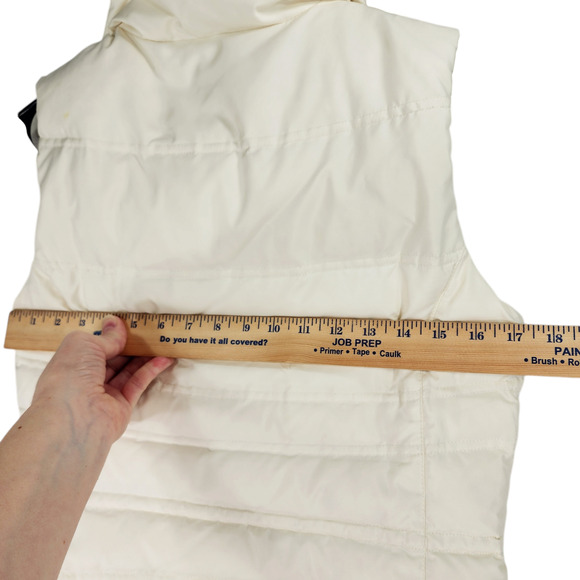 Eddie Bauer Women XS Goose Down Puffer Vest 700 Cream Faux Fur Full Zip Snap - Picture 6 of 16
